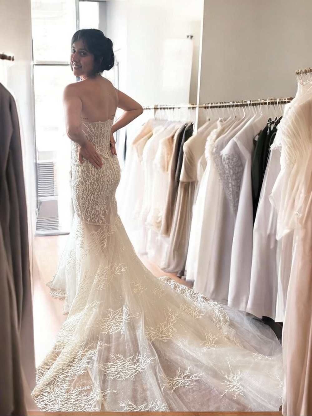 La Premiere x Inbal Dror Strapless Mermaid Wedding Gown in Ivory